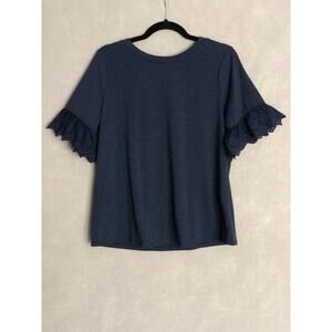 NY Collection Crochet T-Shirt women's Size PL Crew Neck Short Sleeve NEW